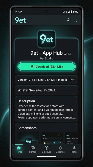 Tampilan halaman APK 9et