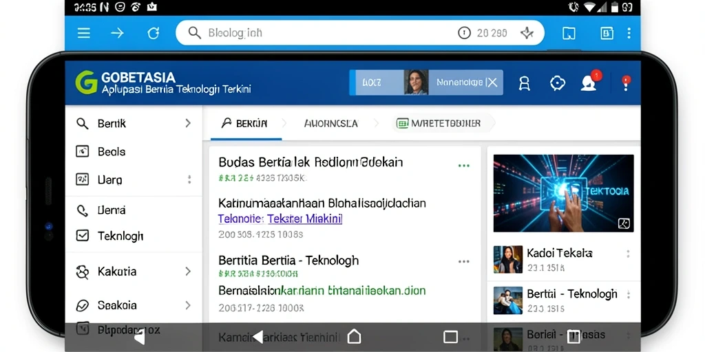 Antarmuka GOBETASIA menampilkan berita teknologi terbaru dengan jelas.