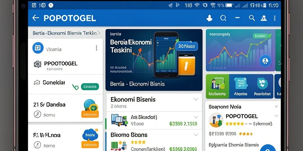 Tampilan utama aplikasi POPOTOGEL dengan berita ekonomi terkini.