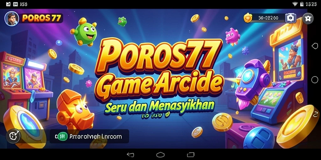 Interface menarik dari game Arcade POROS77 yang penuh warna.